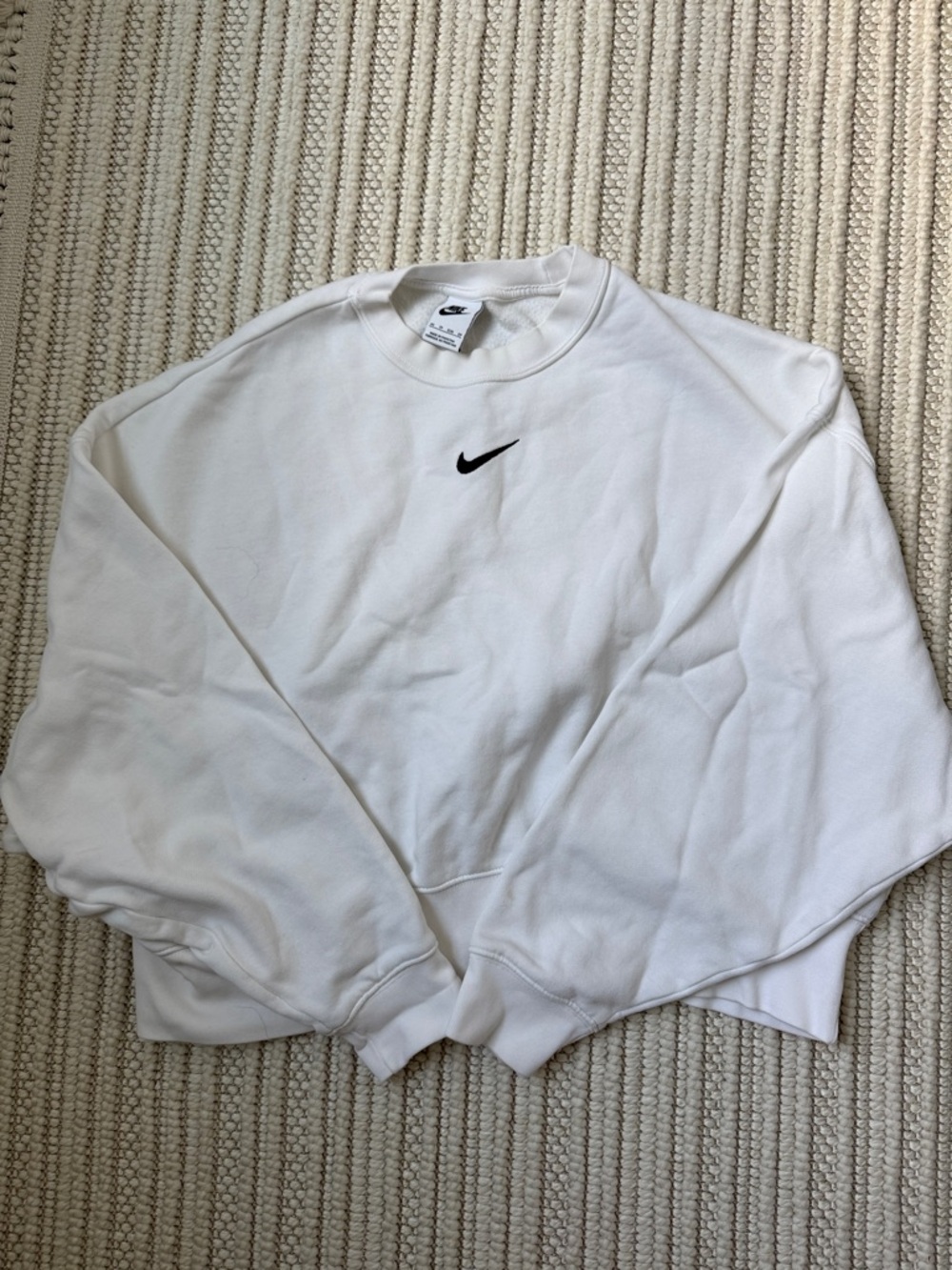 Nike White Crewneck Sweatshirt with Black Swoosh Logo